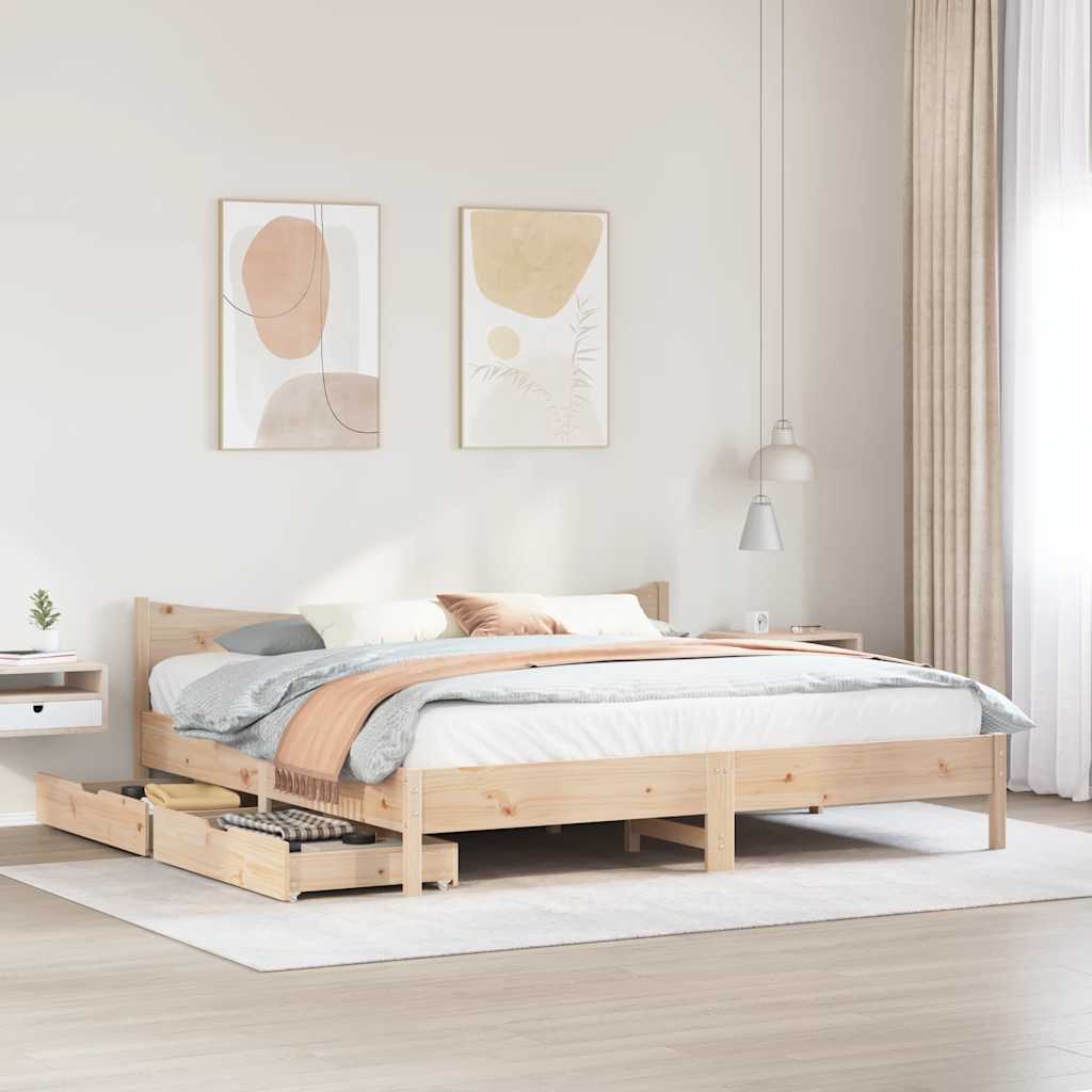 vidaXL Bedframe met lades massief grenenhout 180x200 cm afbeelding