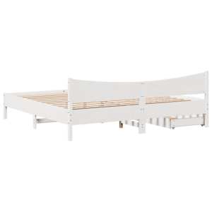 Rám postele se zásuvkami bílý 180 x 200 cm masivní borovice - obrázek 8