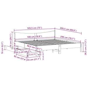 Rám postele se zásuvkami voskově hnědý 180 x 200 cm borovice - obrázek 11