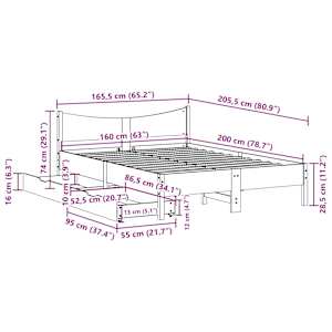 Rám postele se zásuvkami bílý 160 x 200 cm masivní borovice - obrázek 11