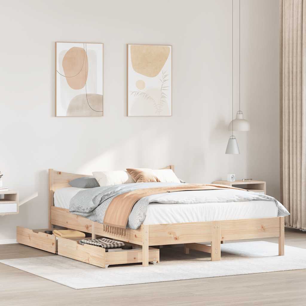 vidaXL Bedframe met lades massief grenenhout 120x200 cm afbeelding