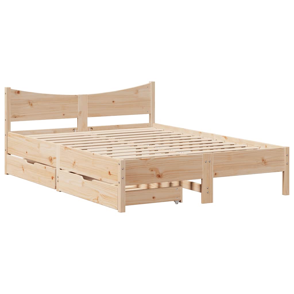 vidaXL Rám postele se zásuvkami 135 x 190 cm masivní borovice