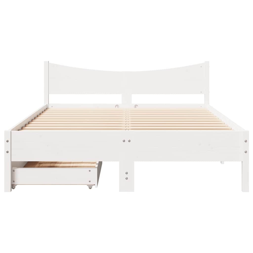 vidaXL Bedframe met lades massief grenenhout wit 120x190 cm, foto 4