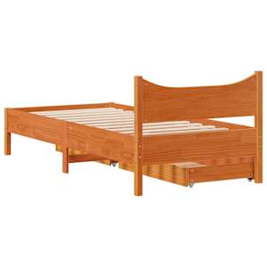 Rám postele se zásuvkami voskově hnědý 90 x 190 cm borové dřevo - obrázek 8