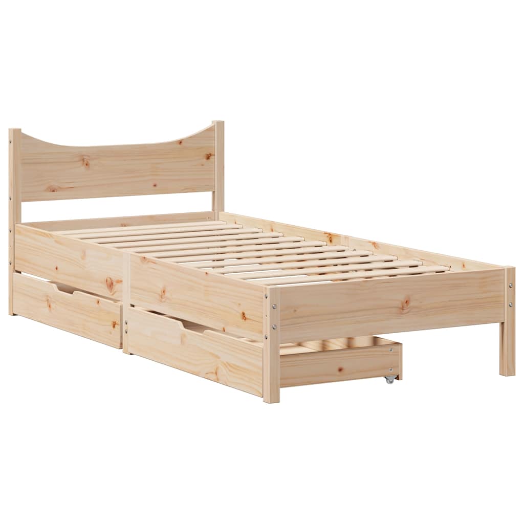 vidaXL Rám postele se zásuvkami 75 x 190 cm masivní borové dřevo