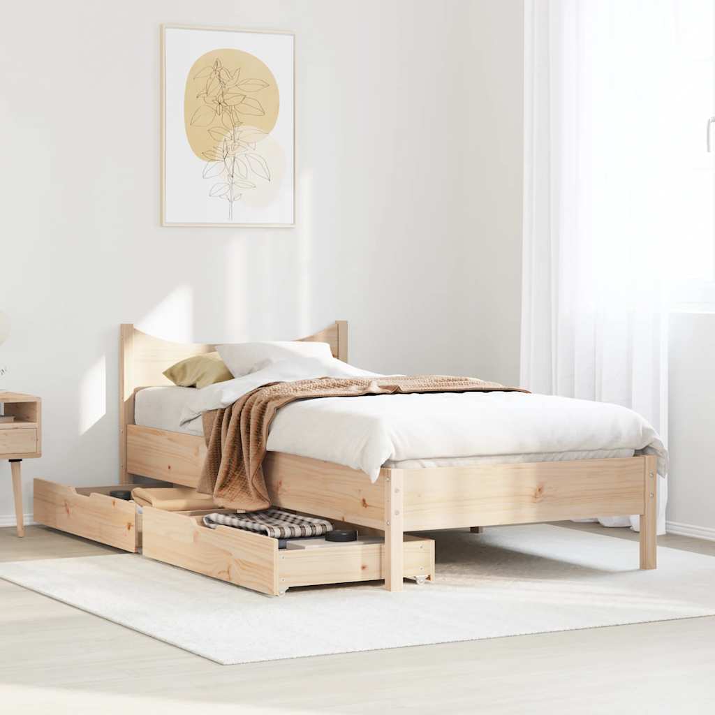 vidaXL Bedframe met lades massief grenenhout 75x190 cm afbeelding