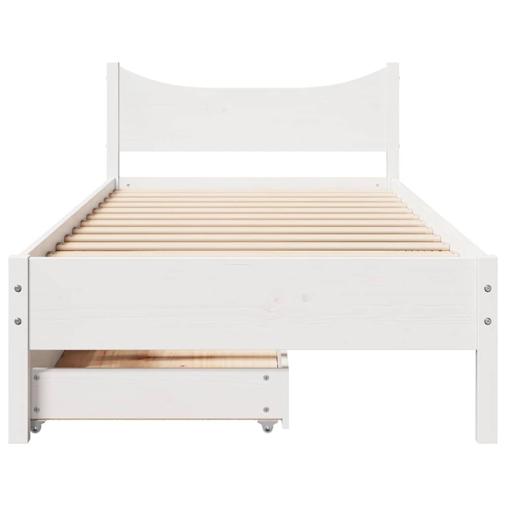 vidaXL Bedframe met lades massief grenenhout wit 75x190 cm, foto 4