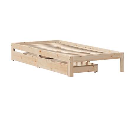 vidaXL Estrutura de cama com gavetas 90x190 cm madeira de pinho maci&ccedil;a