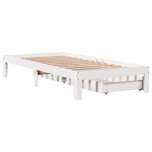 Rám postele se zásuvkami bílý 90 x 190 cm masivní borové dřevo - obrázek 8