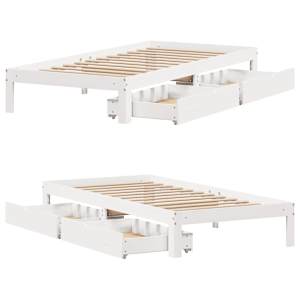 Rám postele se zásuvkami bílý 90 x 190 cm masivní borové dřevo - obrázek 9