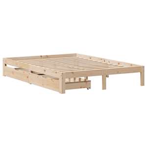 Rám postele se zásuvkami 135 x 190 cm masivní borovice - obrázek 3