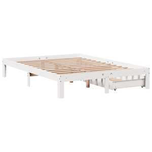 Rám postele se zásuvkami bílý 135 x 190 cm masivní borovice - obrázek 8