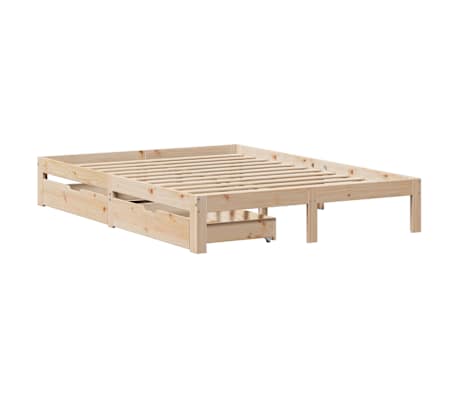 vidaXL Sengeramme med skuffer 140x190 cm heltre furu
