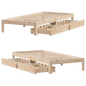 Rám postele se zásuvkami 90 x 200 cm masivní borové dřevo - obrázek 9