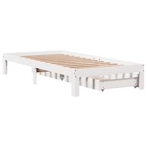 Rám postele se zásuvkami bílý 90 x 200 cm masivní borové dřevo - obrázek 8