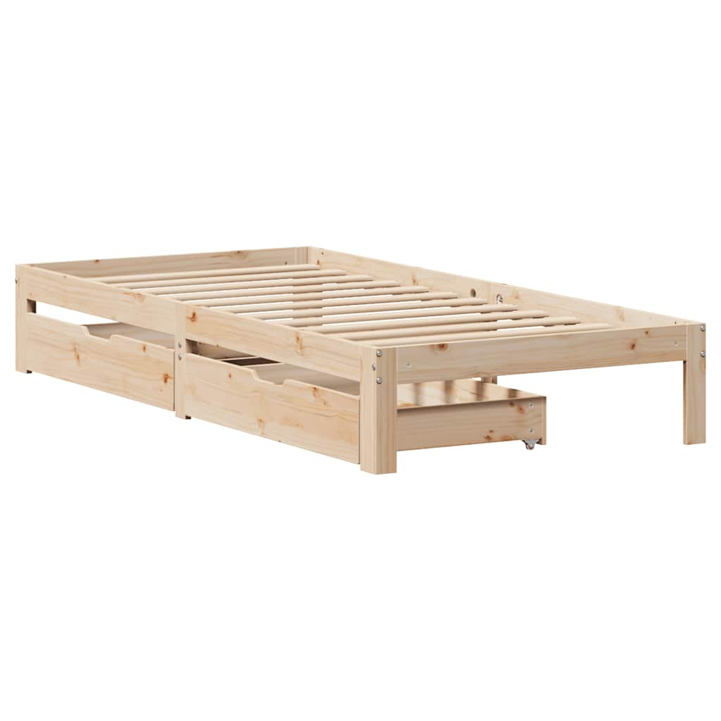 vidaXL Bedframe met lades 100x200 cm massief grenenhout