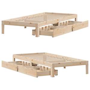 Rám postele se zásuvkami 100 x 200 cm masivní borové dřevo - obrázek 9