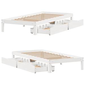 Rám postele se zásuvkami bílý 100 x 200 cm masivní borové dřevo - obrázek 9