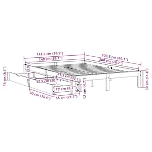 Rám postele se zásuvkami bílý 140 x 200 cm masivní borovice - obrázek 11