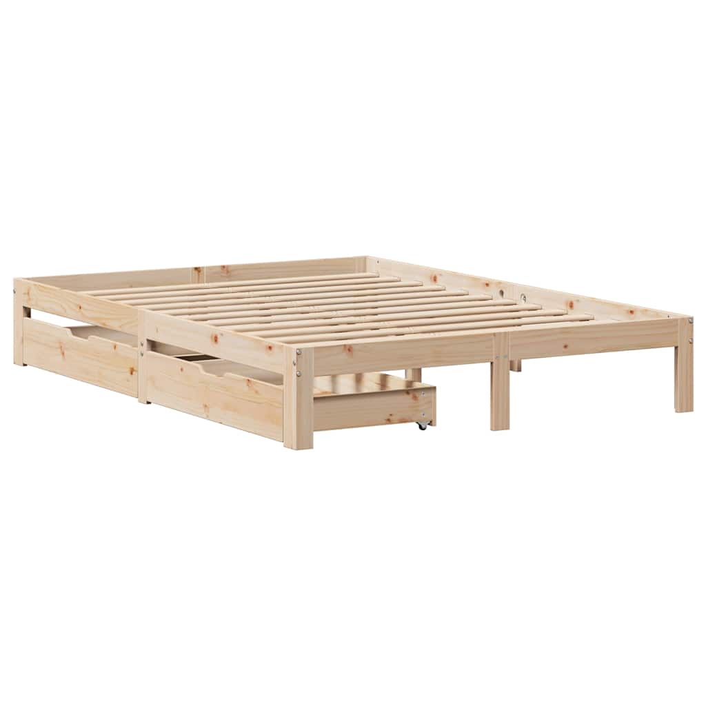vidaXL Bedframe met lades massief grenenhout 150x200 cm afbeelding