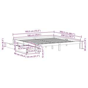 Rám postele se zásuvkami 180 x 200 cm masivní borovice - obrázek 11
