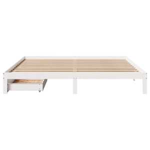 Rám postele se zásuvkami bílý 180 x 200 cm masivní borovice - obrázek 4