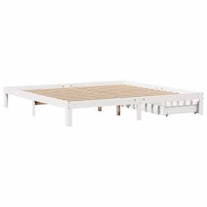 Rám postele se zásuvkami bílý 180 x 200 cm masivní borovice - obrázek 8