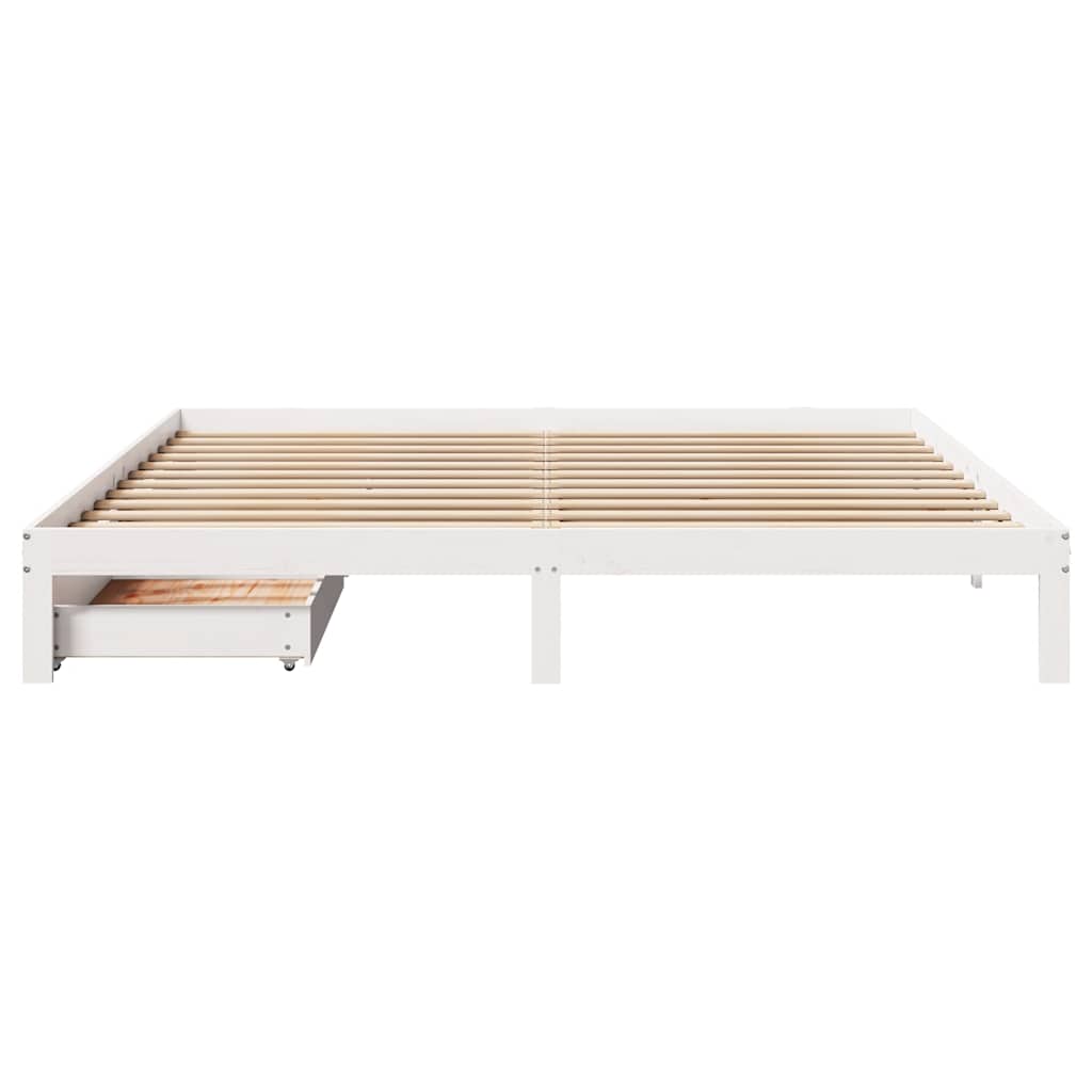 vidaXL Bedframe met lades massief grenenhout wit 200x200 cm, foto 4
