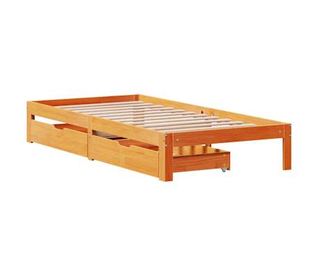 vidaXL Cadru de pat, maro ceruit, 90x200 cm, lemn masiv de pin