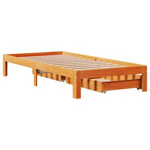 Rám postele se zásuvkami voskově hnědý 100x200 cm borové dřevo - obrázek 8