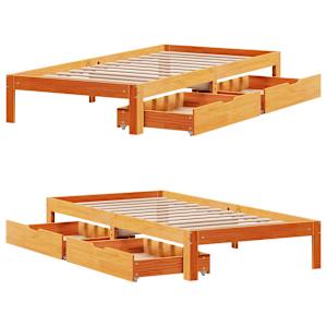 Rám postele se zásuvkami voskově hnědý 100x200 cm borové dřevo - obrázek 9