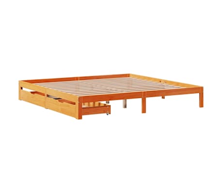 vidaXL Cadre de lit avec tiroirs sans matelas cire marron 180x200 cm