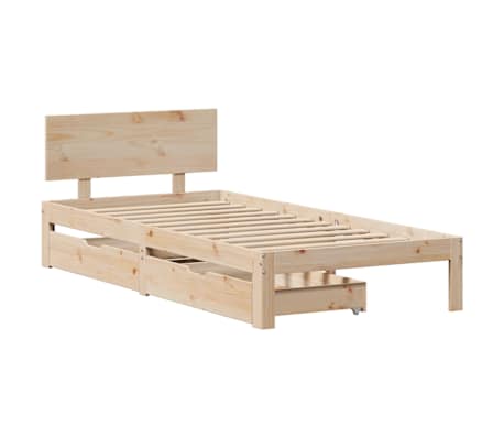 vidaXL Estrutura de cama com gavetas 90x190 cm madeira de pinho maci&ccedil;a