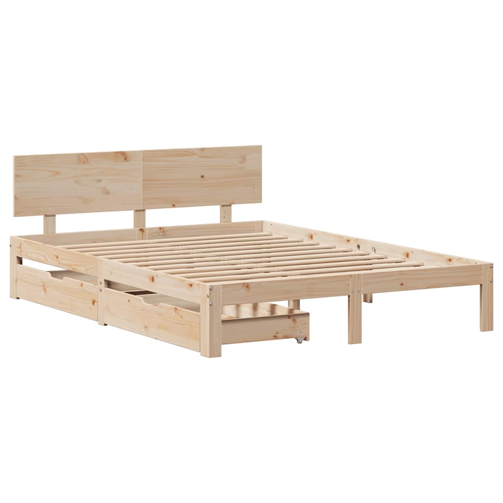 vidaXL Bedframe met lades massief grenenhout 140x190 cm afbeelding
