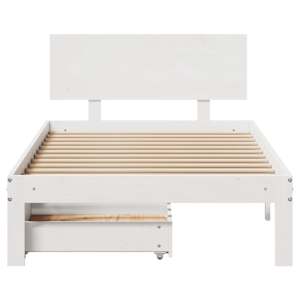 Rám postele se zásuvkami bílý 90 x 200 cm masivní borové dřevo - obrázek 4