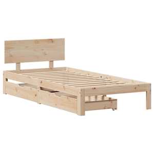 Rám postele se zásuvkami 100 x 200 cm masivní borové dřevo - obrázek 3