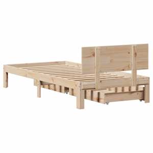 Rám postele se zásuvkami 100 x 200 cm masivní borové dřevo - obrázek 6