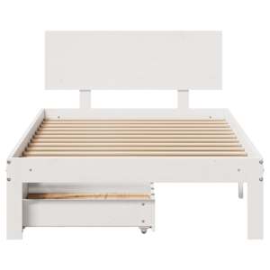 Rám postele se zásuvkami bílý 100 x 200 cm masivní borové dřevo - obrázek 4