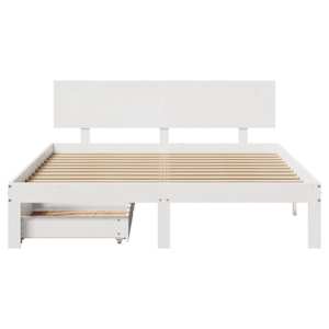 Rám postele se zásuvkami bílý 150 x 200 cm masivní borovice - obrázek 4