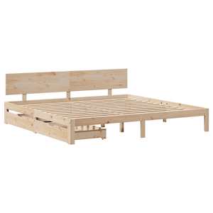 Rám postele se zásuvkami 200 x 200 cm masivní borovice - obrázek 3