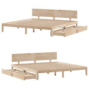 Rám postele se zásuvkami 200 x 200 cm masivní borovice - obrázek 9