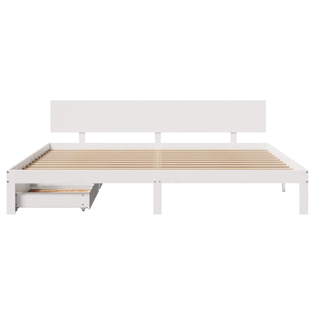 vidaXL Bedframe met lades massief grenenhout wit 200x200 cm, foto 4