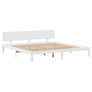 Rám postele se zásuvkami bílý 200 x 200 cm masivní borovice - obrázek 7