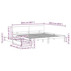 Rám postele se zásuvkami bílý 200 x 200 cm masivní borovice - obrázek 11