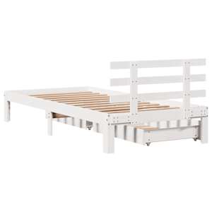 Rám postele se zásuvkami bílý 90 x 200 cm masivní borové dřevo - obrázek 6