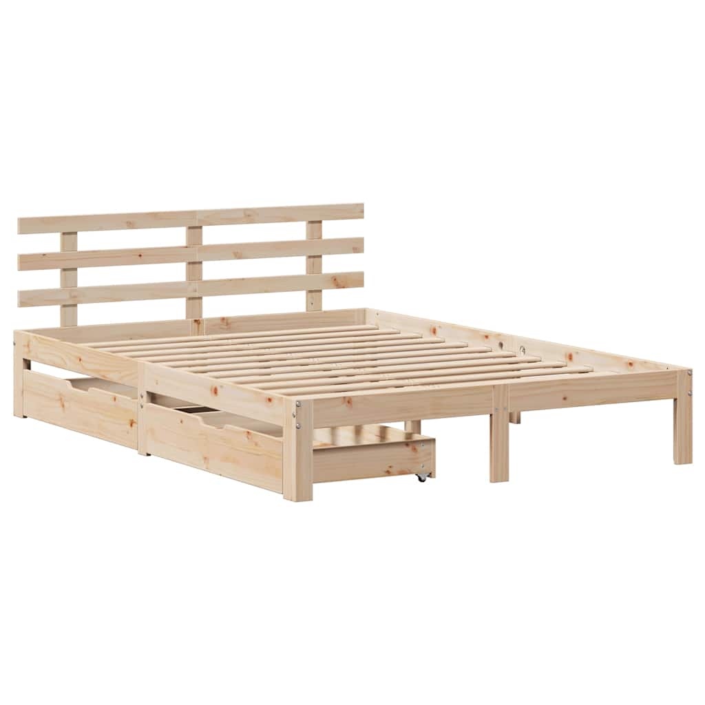 vidaXL Bedframe met lades massief grenenhout 150x200 cm afbeelding