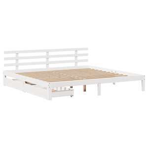 Rám postele se zásuvkami bílý 180 x 200 cm masivní borovice - obrázek 3
