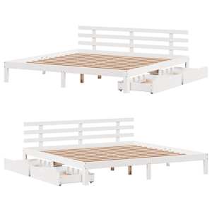 Rám postele se zásuvkami bílý 180 x 200 cm masivní borovice - obrázek 9