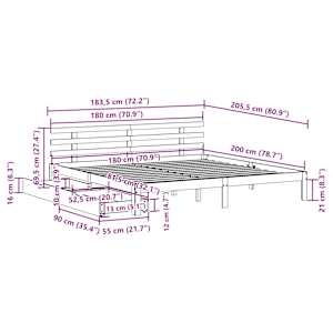 Rám postele se zásuvkami bílý 180 x 200 cm masivní borovice - obrázek 11
