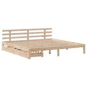 Rám postele se zásuvkami 200 x 200 cm masivní borovice - obrázek 3